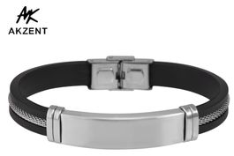AKZENT Armband Silikon Edelstahl 12mm