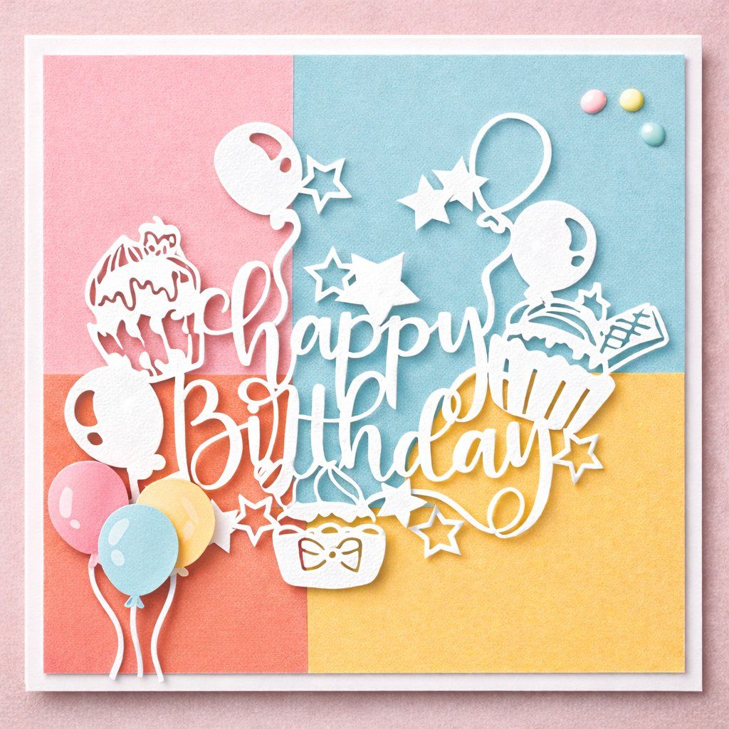 Schablonen: Neue Stanzschablone Happy birthday,  Geburtstag – Neu und originalverpackt aus Effretikon von wenuss