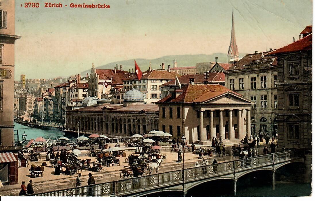 Cartoline postali: Zürich Gemüsebrücke 1912 – Usato da Hochdorf venduto da Ziegel-16