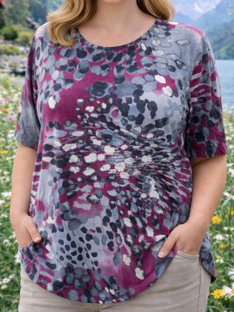 Shirt Damen Gr. L – Your Sixth Sense – Beere Grau Muster 42