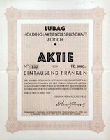 Lubag Holding AG, Zürich - 1929