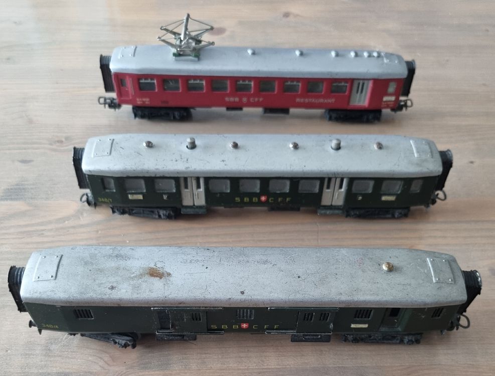 Lot De 4 Wagons De Train Anciens - Échelle HO - Occasion