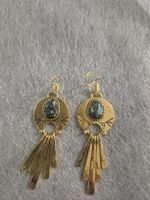 Orecchini dorati con pietra blu boho nuovi