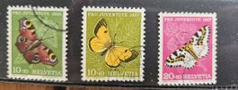 Pro Juventute Briefmarken 1955 1957 Motive Schmetterlinge