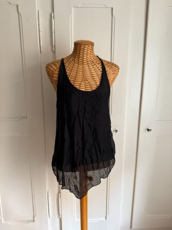 Seide Top schwarz fliessend S