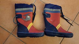 Kinder Gummistiefel, Grösse 24, Rot-Blau mit Helikopter