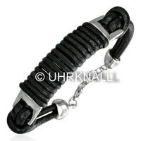Lederarmband mit Metall, schwarz 180mm