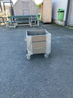 Praktischer Pflanzkasten/Rollcontainer aus Holz & Metall