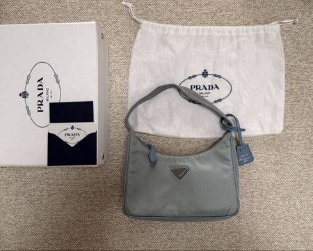 Sac Prada réédition 2000 bleu gris set COMPLET