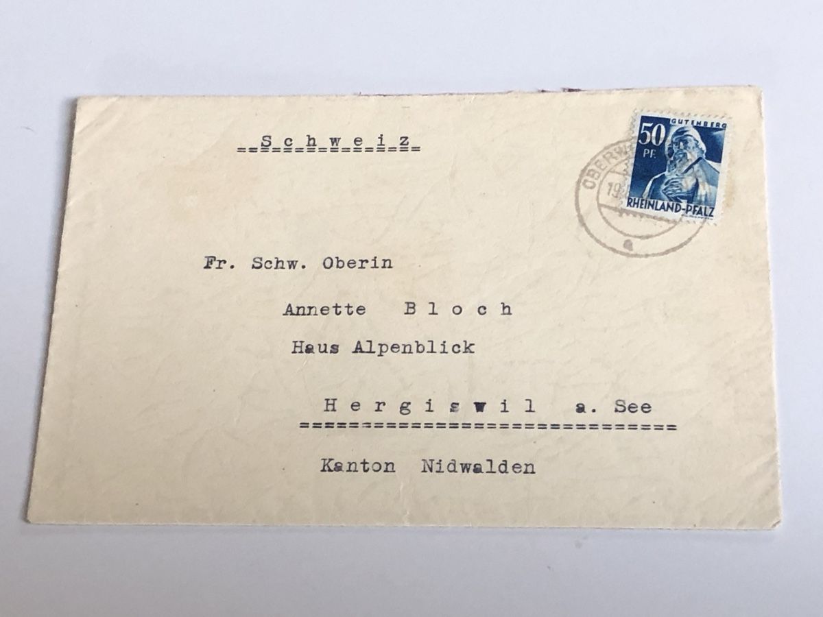 Tutti i francobolli: 50 Pf. GUTENBERG als EF in die Schweiz – Usato da Lufingen venduto da Rac0