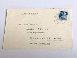 50 Pf. GUTENBERG als EF in die Schweiz