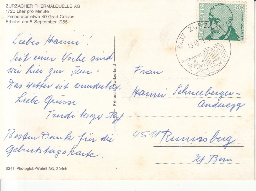 Cartoline postali: Zurzach Thermalquelle 1971 – Usato da Bürglen TG venduto da StampGraf 1