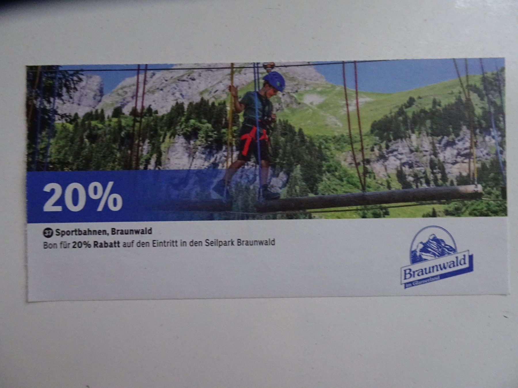 Buoni: 20% Rabatt auf Seilpark-Eintritt Braunwald – Nuovo (secondo la descrizione) da Winkel venduto da rsuzh