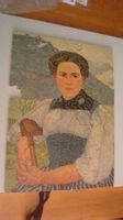 Altes Holzpuzzle "Dame mit Tracht" (1 Teil fehlt!) 21 x 29cm