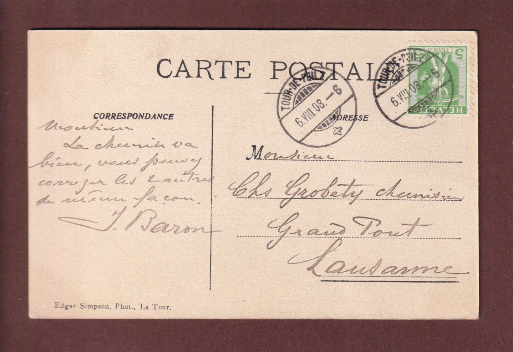 Cartoline postali: VOILIER sur la Lac Léman - 1908 – Usato da Pully venduto da nicecards 1
