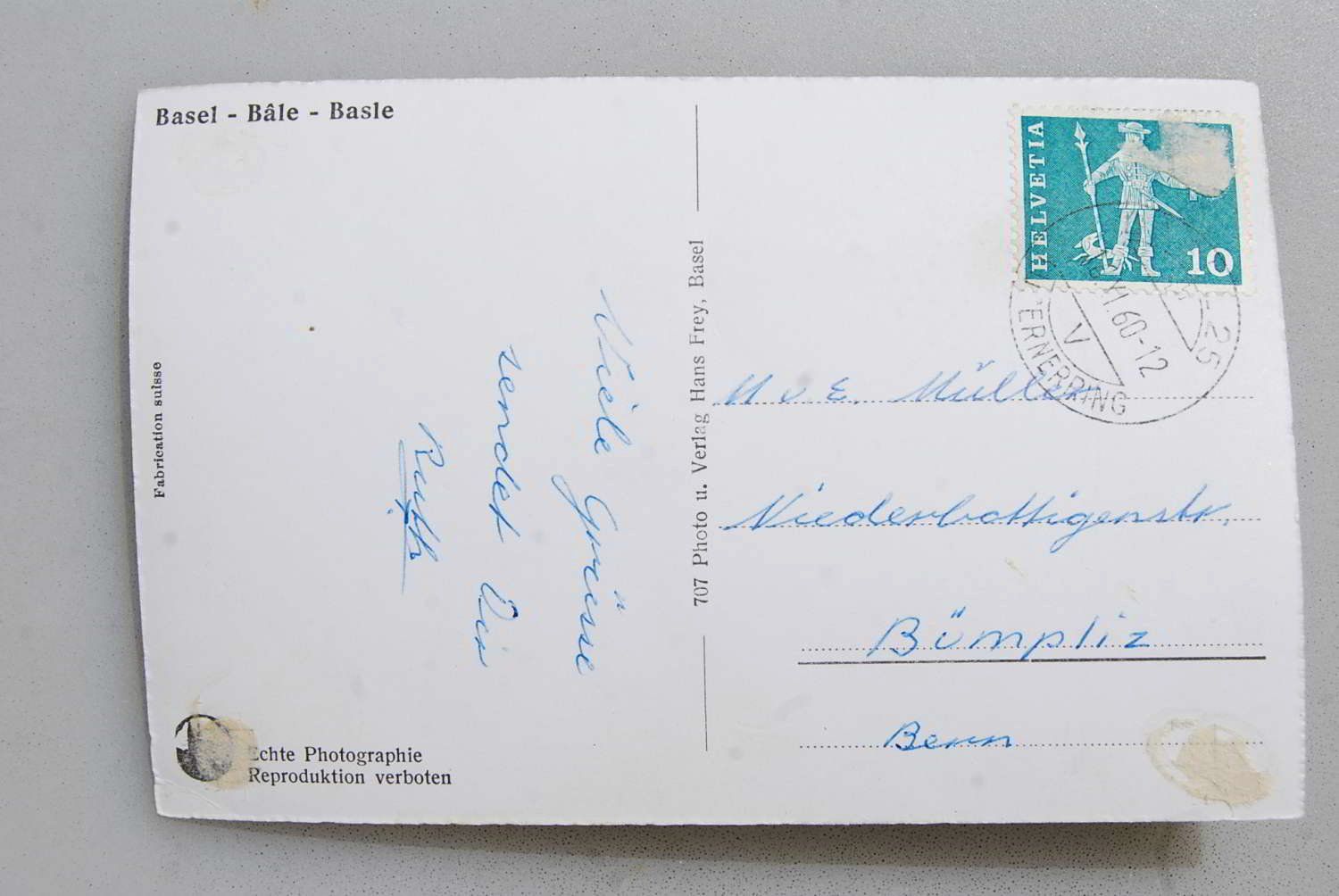 Cartoline postali: AK Basel, 1960 – Usato da Rüfenacht BE venduto da Toro06 1