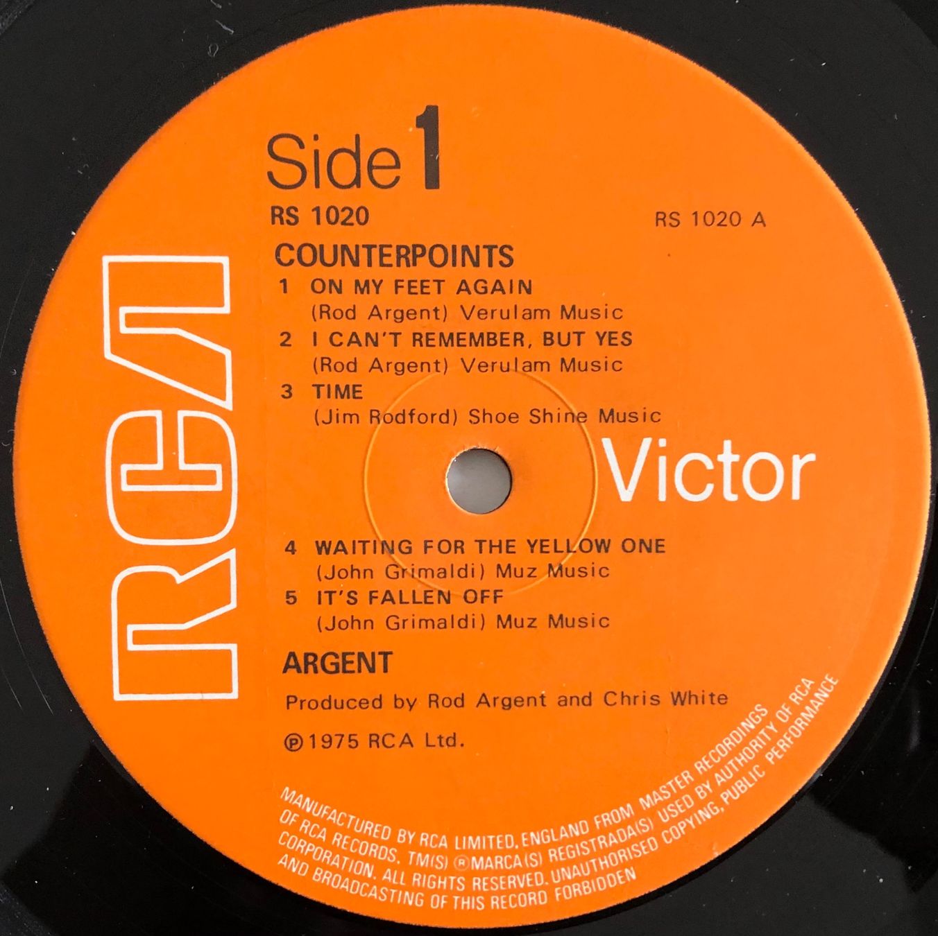 Dischi in vinile: ARGENT - COUNTERPOINTS – Usato da Poliez-Pittet venduto da Newtown-Records 2