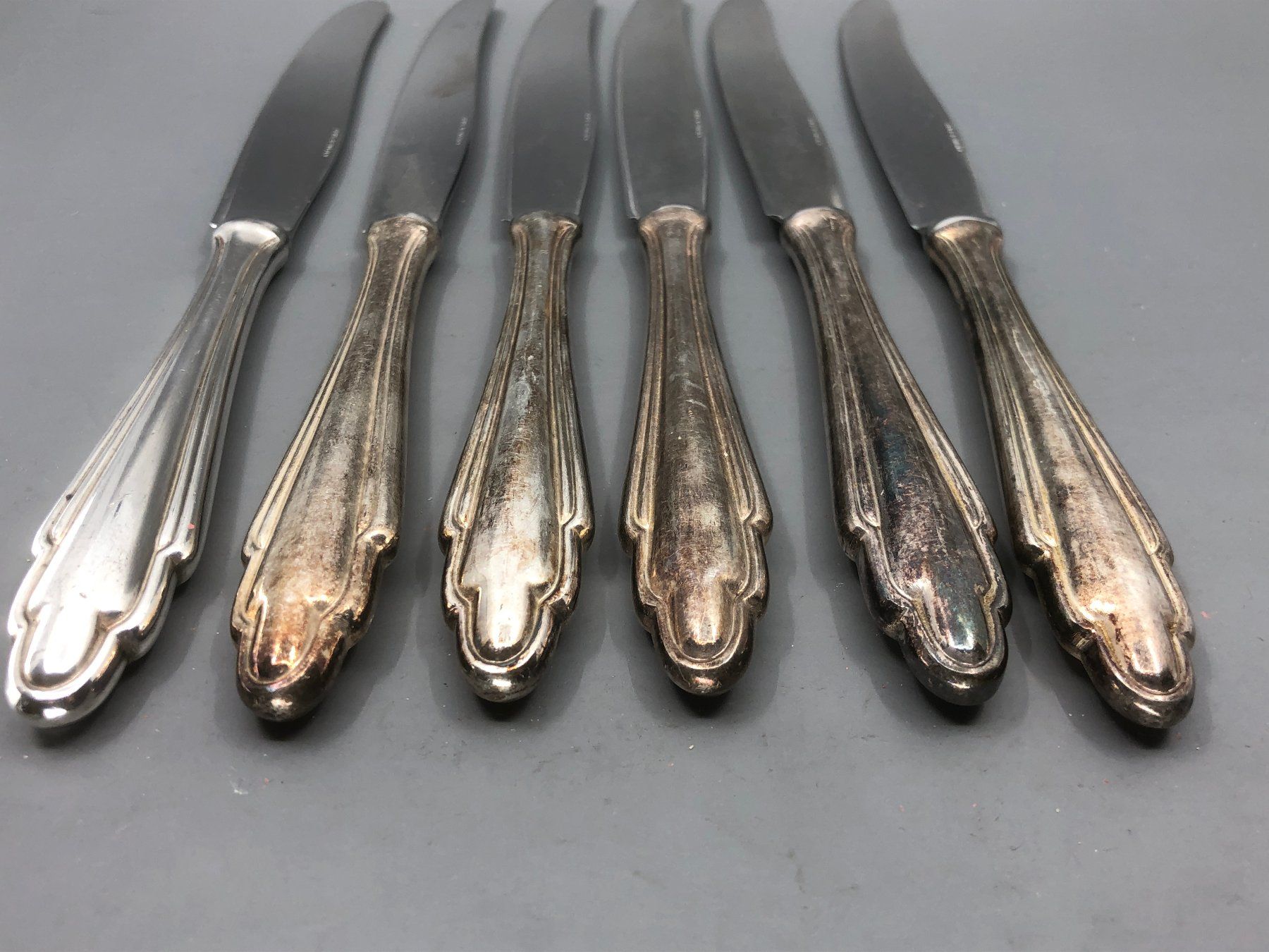 Posate: 6 Tafelmesser versilbert Skandinavisches Design – Usato da Basel venduto da Tiabeanie 3