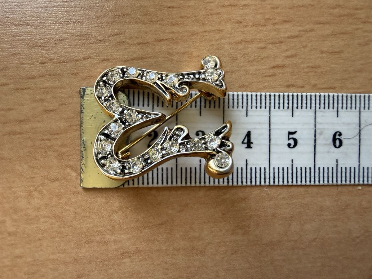 Broschen & Nadeln: Vintage-Brosche mit Initiale M goldfarben mit Strass. – Neu (gemäss Beschreibung) aus Lamone von LaCantinaMagica 3