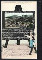 Schultafel-AK Bad Nauheim, Blick auf die