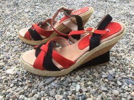 Sandalettes rouge/noir en daim KICKMICH