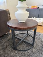 2 runde Couchtische aus Holz - Industrial Style