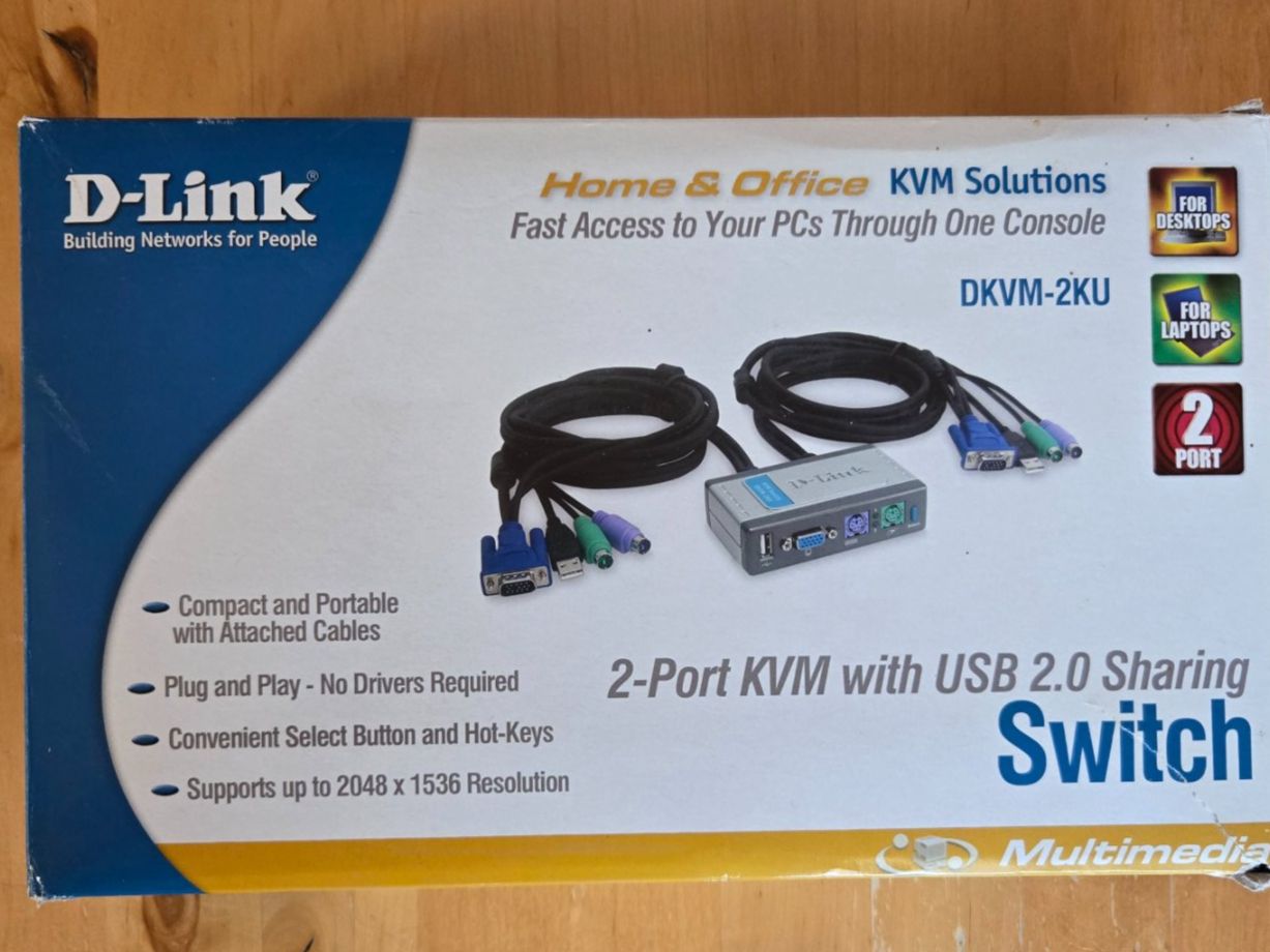 PC: D-Link DKVM-2KU 2-Port KVM Switch inkl. 2x Kabel – Usato da Ittigen venduto da Mrdoubleg