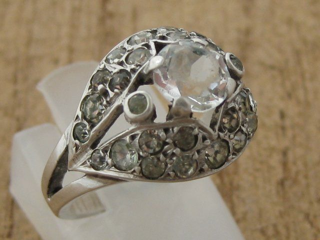 Anelli: Vintage Ring Silber 800 weisse Steinchen / Gr. 52 – Usato da Ermatingen venduto da Decovin