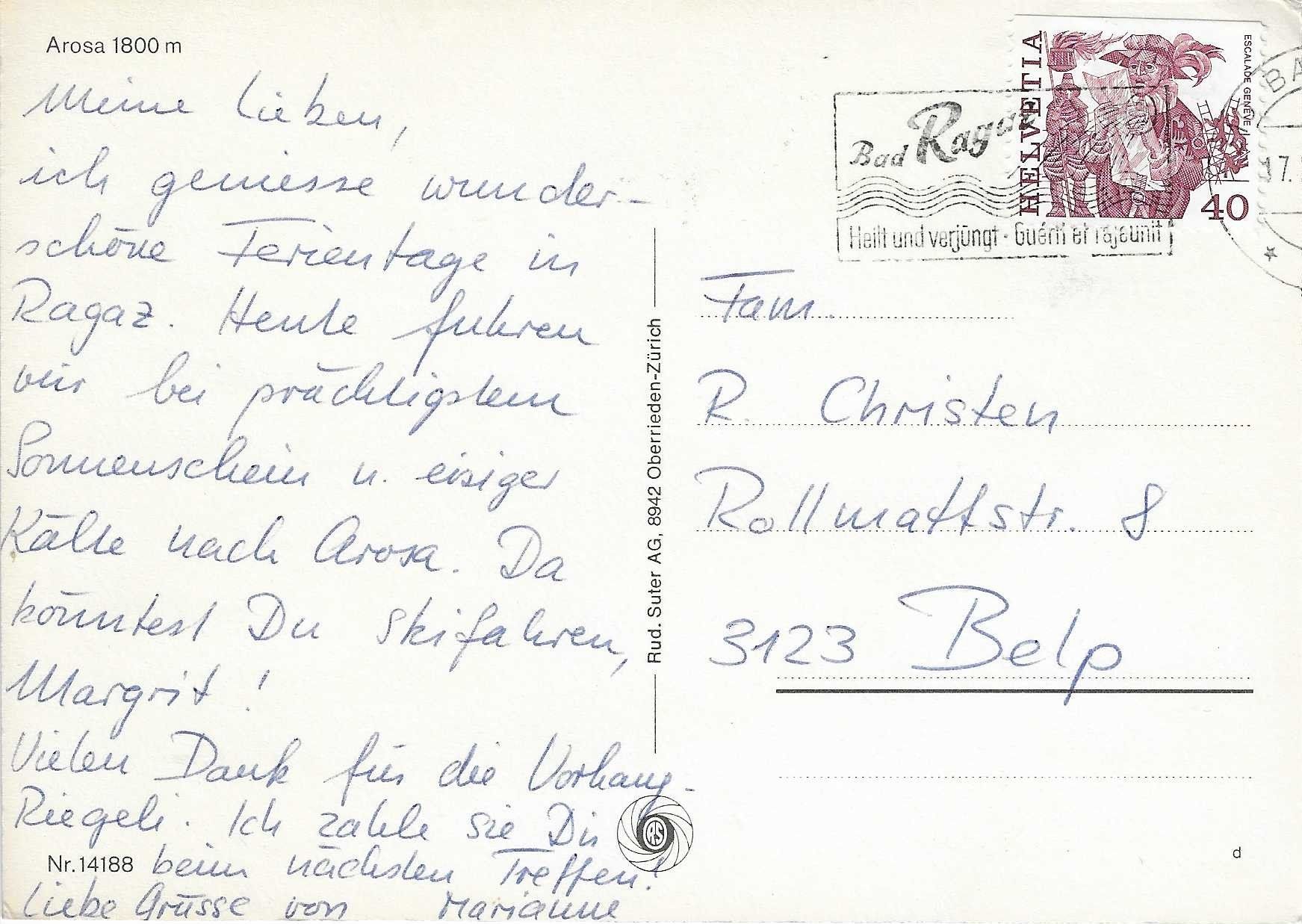 Cartoline postali: Arosa GR – Usato da Rothrist venduto da Stranglehold 1