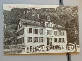 Alte PK / Glarus - Burgschulhaus Gelaufen 1908