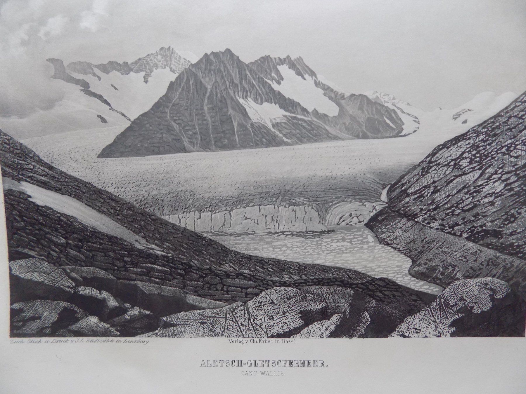 Stiche: Aletschgletscher Stahlstich Rohbock – Gebraucht aus Risch von Antikfee 2