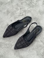 Ballerinas Slingpumps Stoff Schwarz Weiss Grösse 37