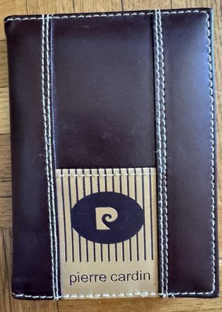 Portefeuille Pierre Cardin en cuir brun authentique