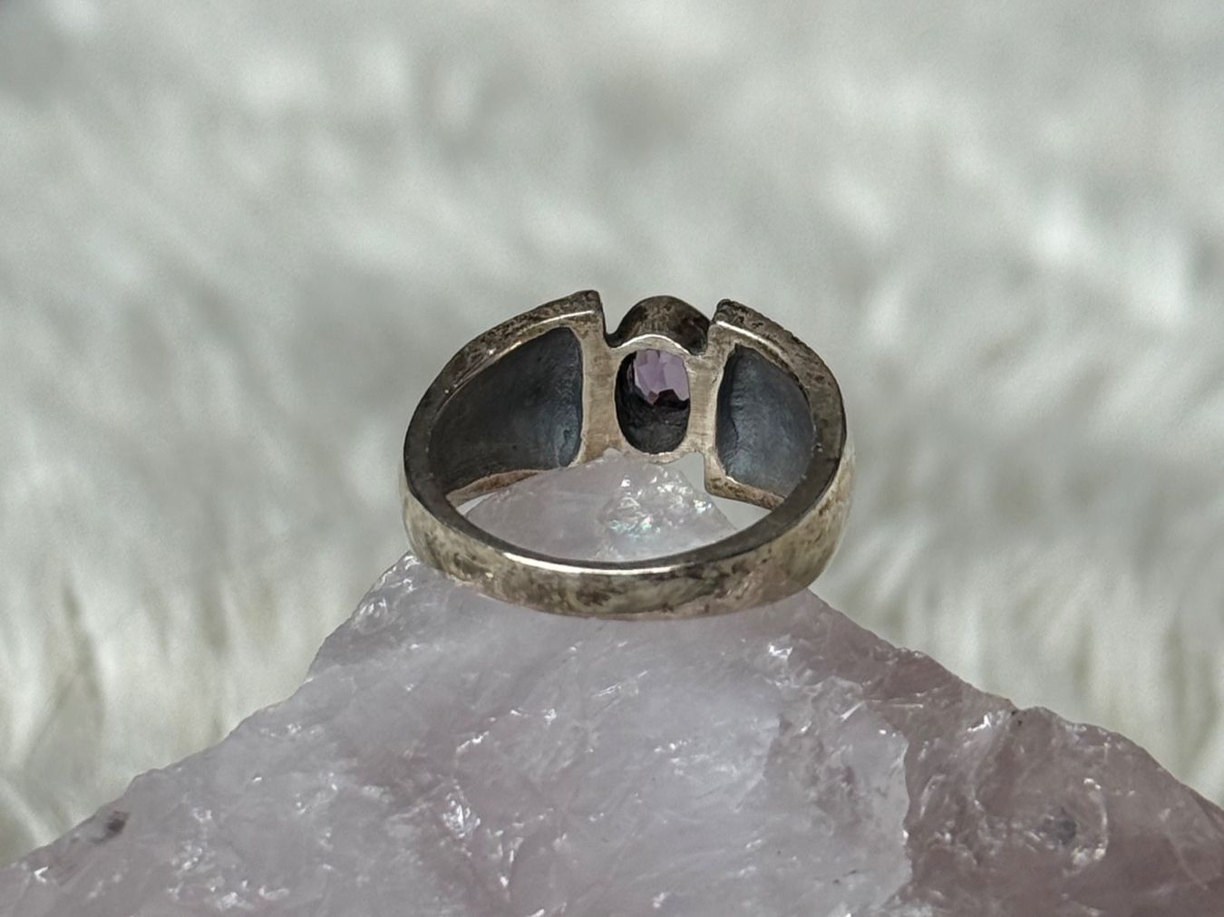 Anelli: Vintage Silberring 925 mit lila Stein – Usato da Istighofen venduto da Ringparadies 2