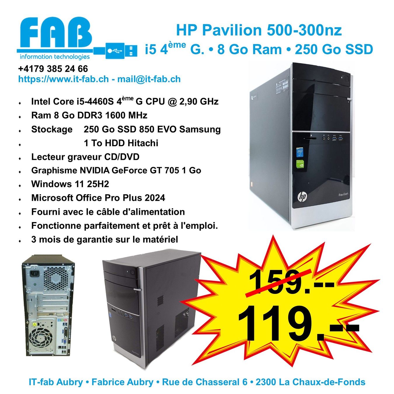 Hewlett Packard PC: HP Pavilion 500-300nz – Usato da La Chaux-de-Fonds venduto da it-fab