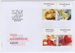 Glückwunsch Serie mit TAB (it) oben auf illustriertem FDC
