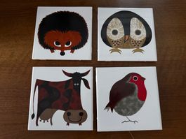 Untersetzer Kenneth Townend Tiere Keramik Kork 4er Set