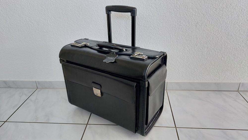 Alassio pilotenkoffer ANCONA, aktekoffer van echt leer, handbagage