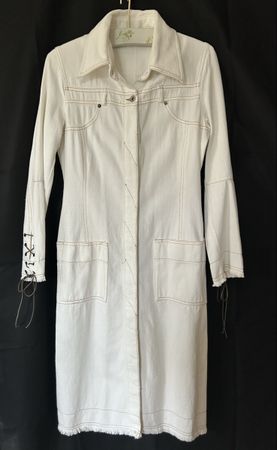 Stylish White Denim Coat by Tenax, Made in Italy - Size S/M