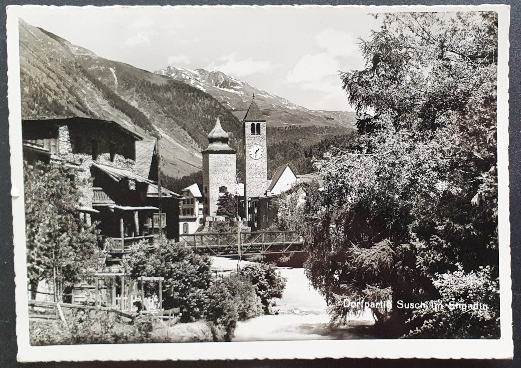 Ansichtskarten: Susch 1962 - Dorfpartie – Gebraucht aus Kreuzlingen von Rschweiz1
