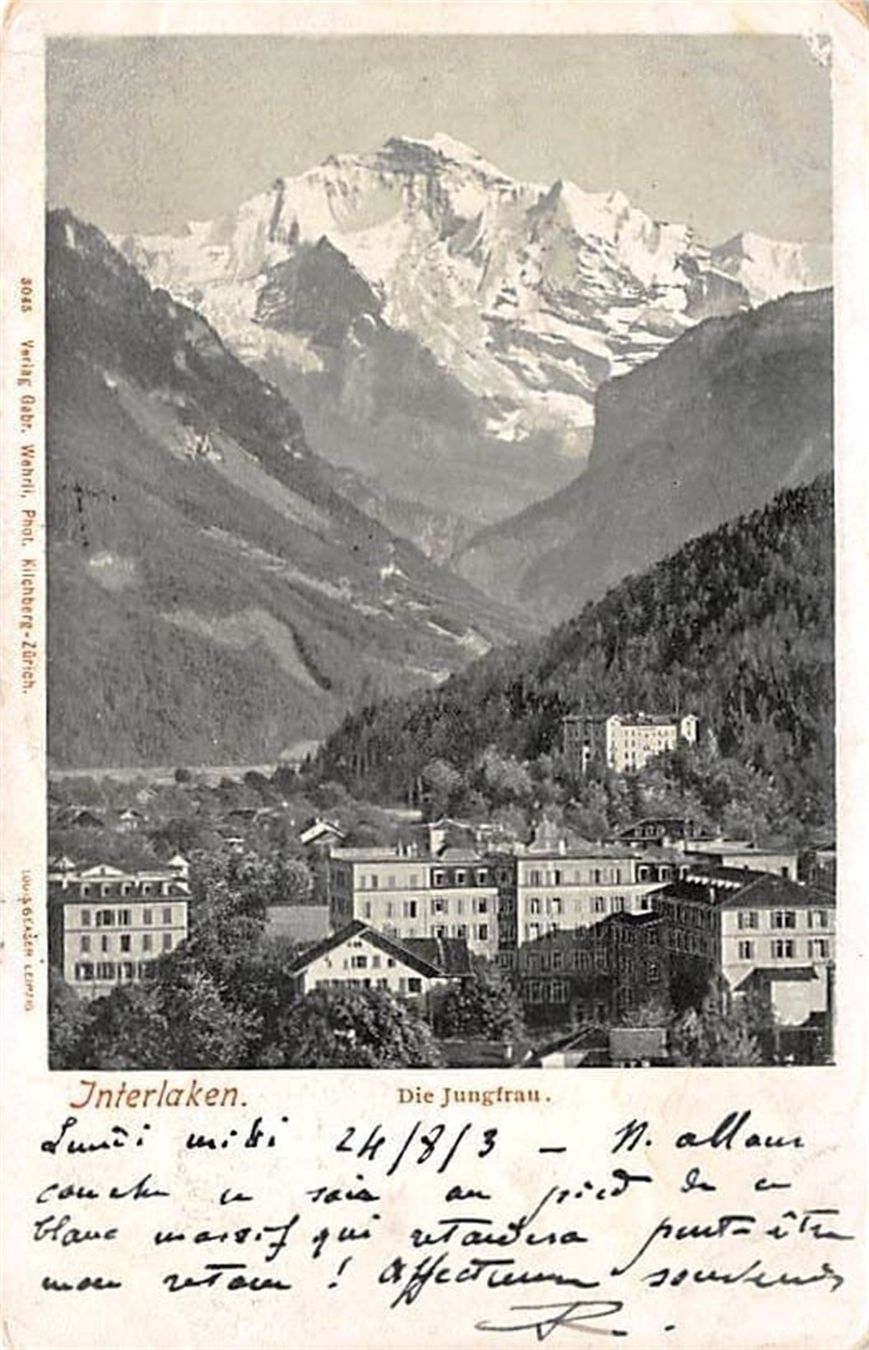 Cartoline postali: Interlaken, die Jungfrau – Usato da Ottikon b.Kemptth. venduto da Neptun1974