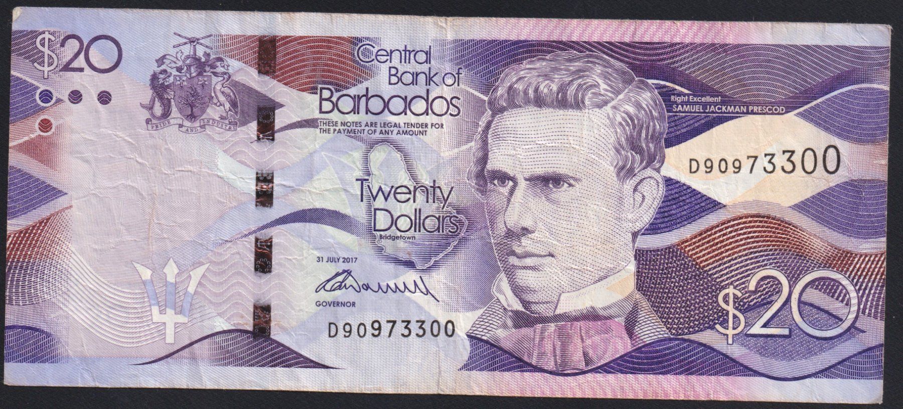 Banconote: Barbados 20 Dollars 2017 – Usato da Brugg AG venduto da banknoten_muesli