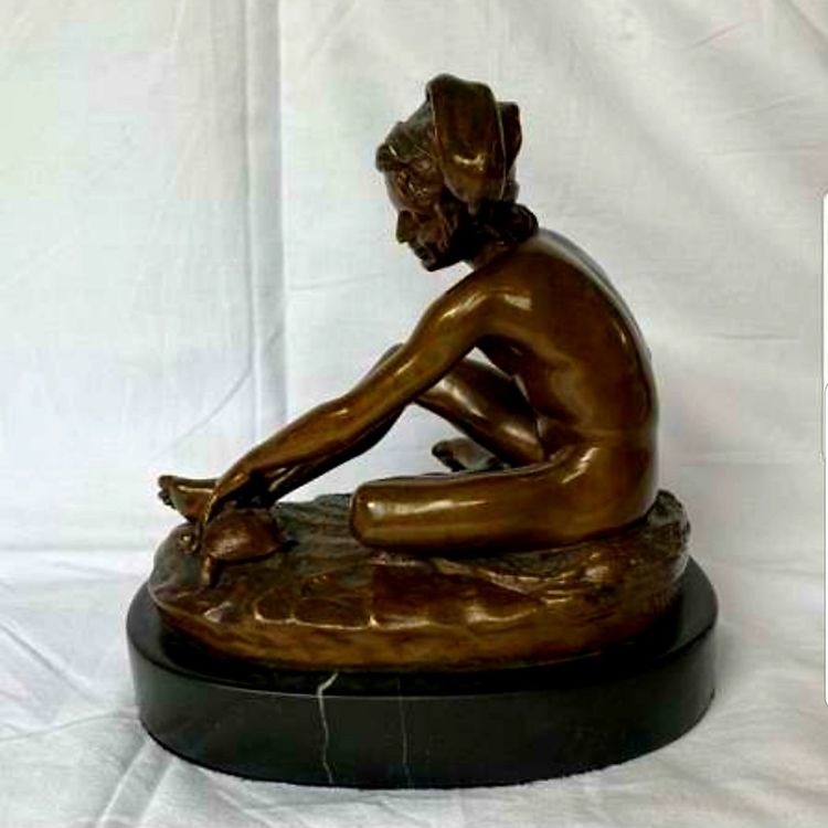Bronze Skulptur Francois Rude, Schildkrötenfänger, Barbedien (Usato) a ...