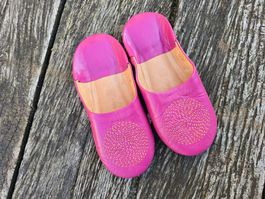 Babouches: Leder pink bestickt (38/39)