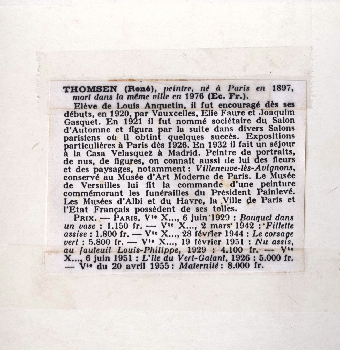 Dipinti: Thomsen René École de Paris Pariser Schule – Usato da Zürich venduto da Kunstvoll 9