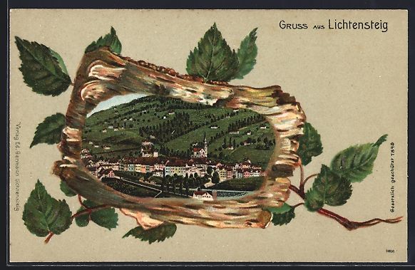 Ansichtskarten: Lithographie Lichtensteig, Gesamtansicht – Gebraucht aus Berlin von bartko-reher
