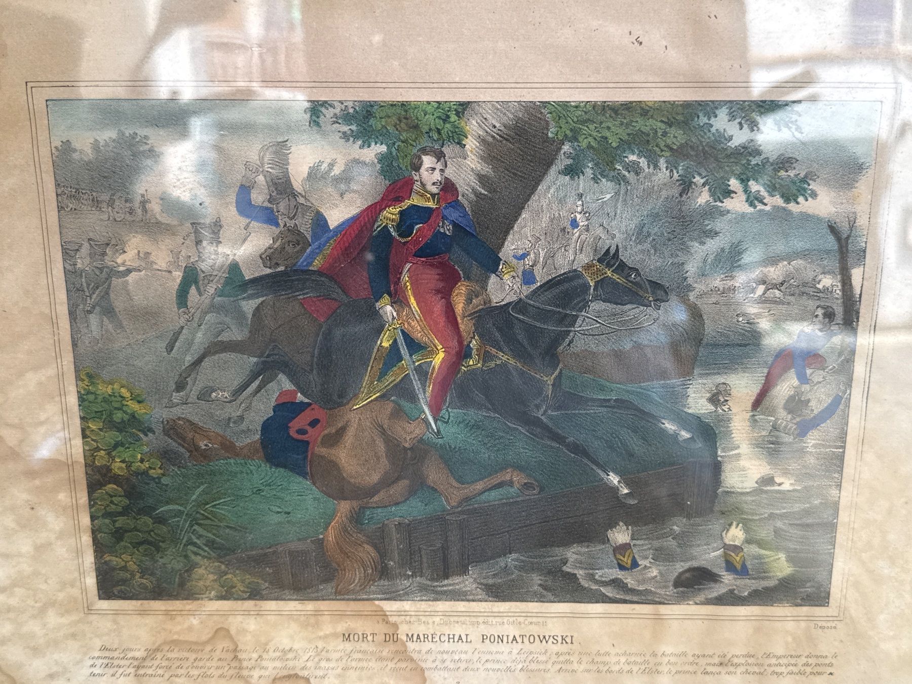 Incisioni: Superbe Gravure représentant La mort du maréchal Poniatowski – Usato da Erde venduto da CBarts 1