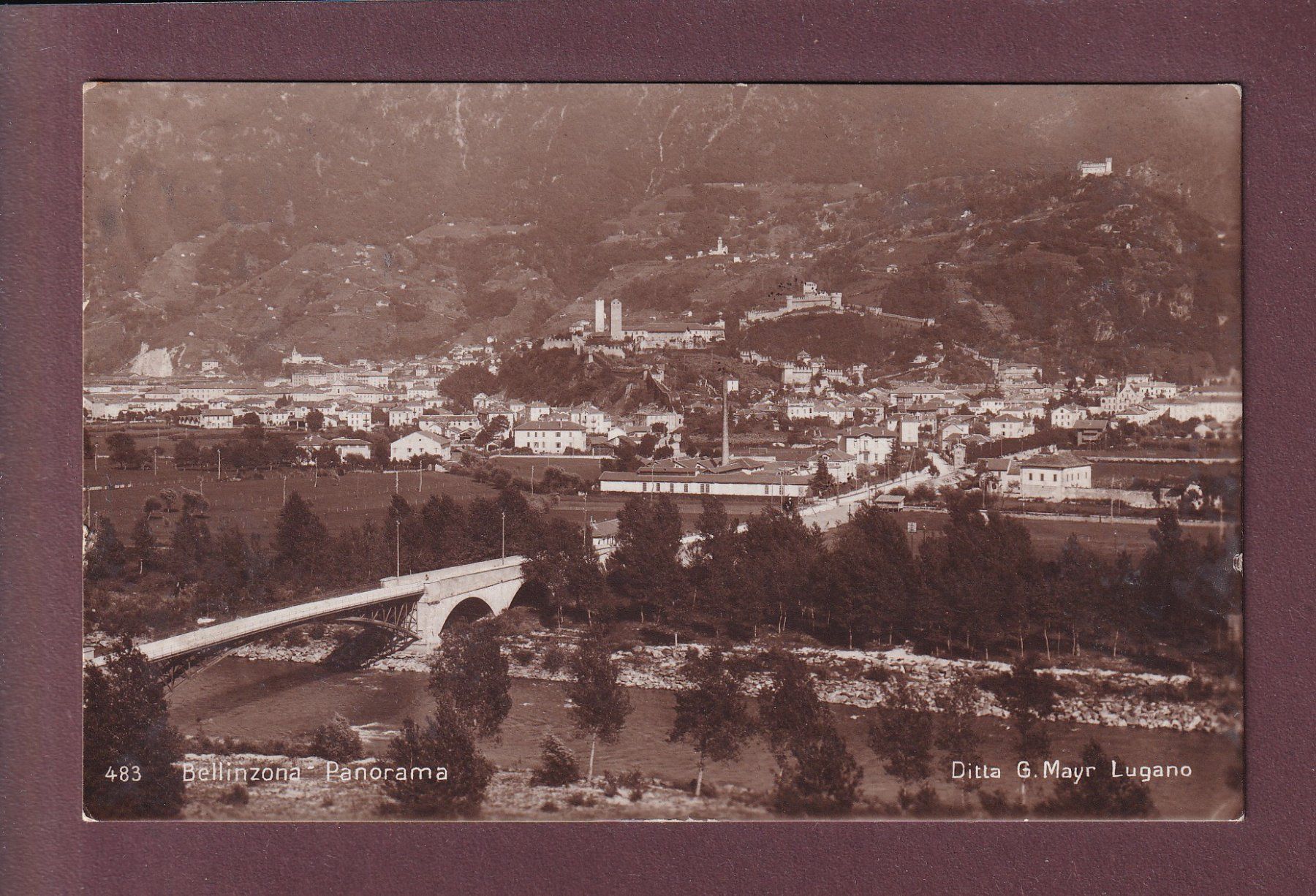 Cartoline postali: BELLINZONA - Panorama - 1924 – Usato da Pully venduto da nicecards
