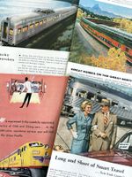 Züge - Trains USA - 4 alte Werbungen / Publicités 1953/55