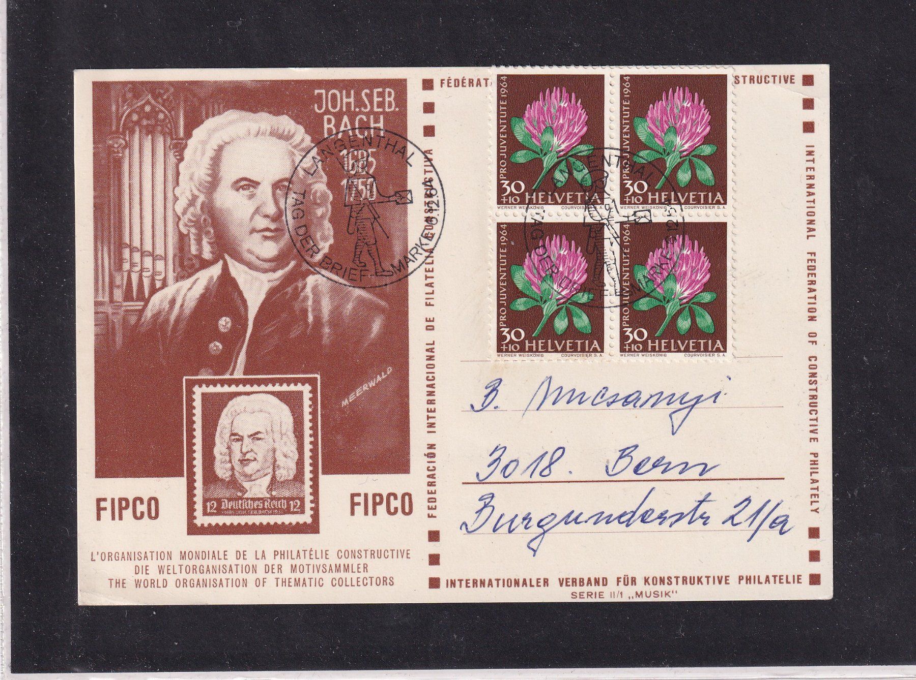 Cartoline postali: FIPCO Bach - 1964 - Pro Juventute – Usato da Orvin venduto da Pyaeschli